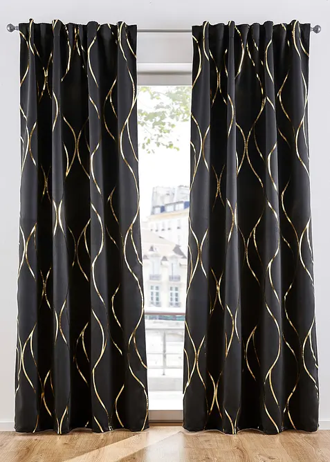 Abdunkelnder Vorhang mit Glanzdruck (1er Pack), bonprix