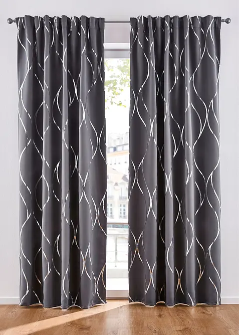 Abdunkelnder Vorhang mit Glanz Druck (1er Pack), bonprix