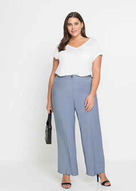 Pantalon large &agrave; pinces en viscose majoritaire, bonprix