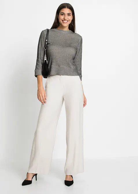 Pantalon large à pinces en viscose majoritaire, bonprix