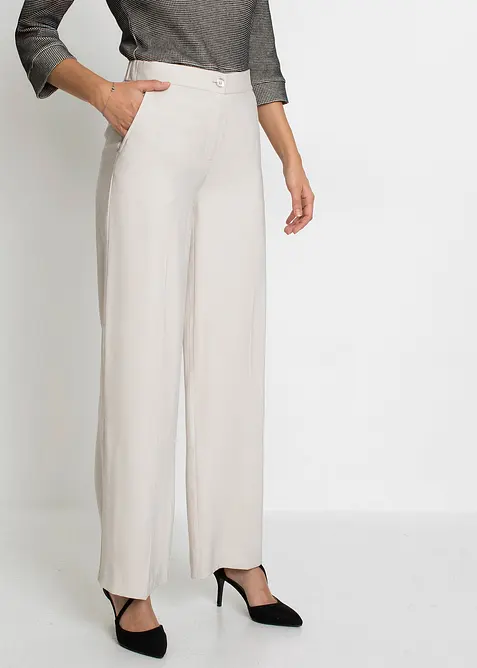 Pantalon large à pinces en viscose majoritaire, bonprix
