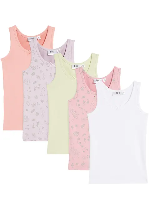 Lot de 5 débardeurs en coton doux et extensible, bonprix