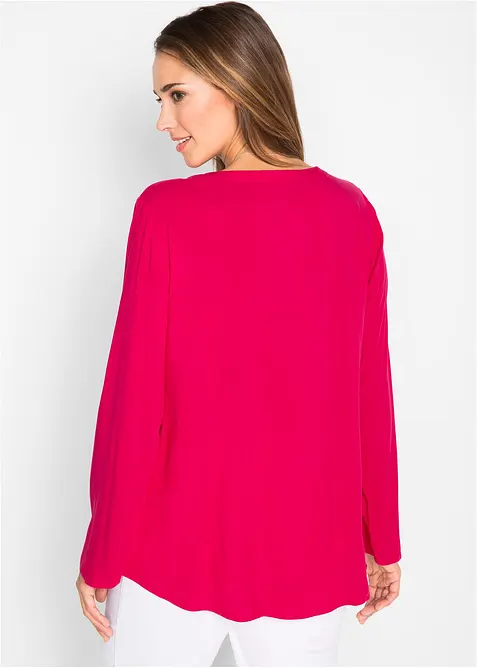 Blouse fluide à col en V et manches longues, bonprix