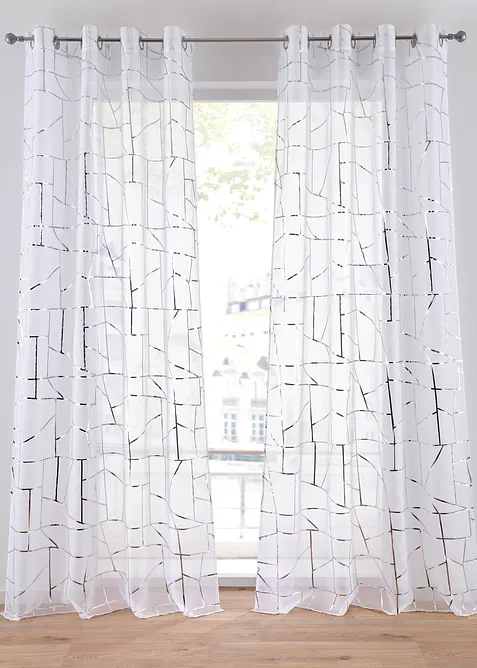 Lot de 2 voilages avec imprimé brillant, bonprix