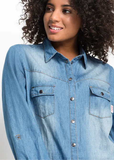 Chemise en jean avec boutons-pression, manches longues, bonprix