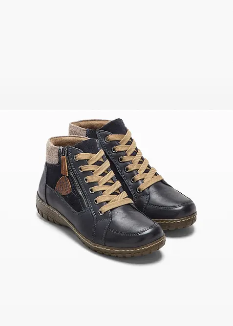 Boots à lacets en cuir, largeur confort, bonprix