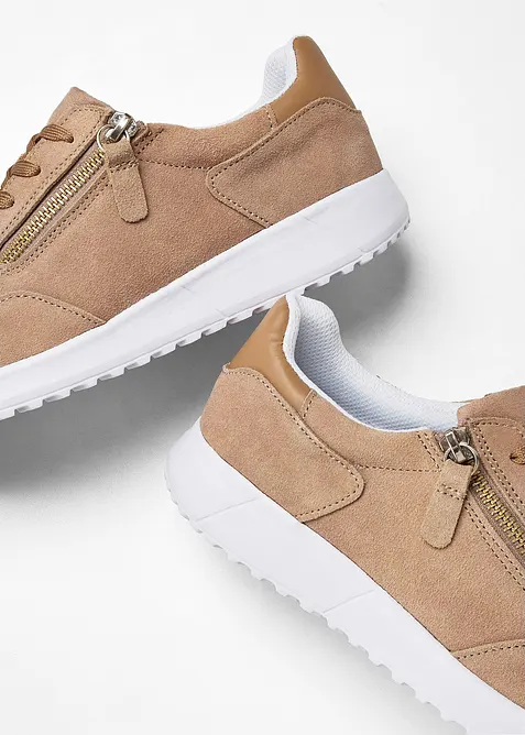 Sneakers en cuir velours, bonprix