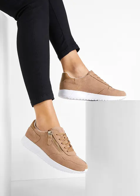 Sneakers en cuir velours, bonprix