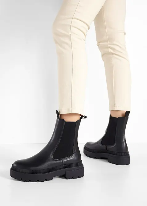 Bottines Chelsea &agrave; semelle crant&eacute;e, bonprix