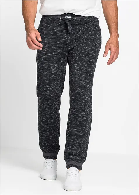 Pantalon de jogging chiné à finitions côtelées, bonprix