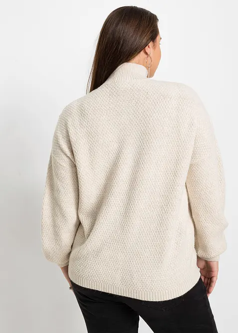 Troyer Pullover mit Ajourmuster, bonprix