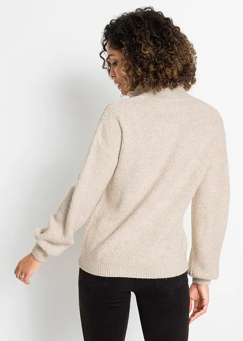 Troyer Pullover mit Ajourmuster, bonprix