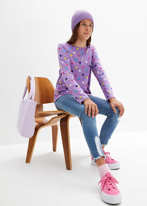 Lot de 3 T-shirts manches longues 100% coton, bonprix