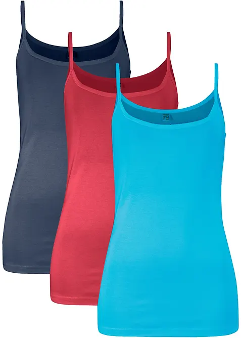 Spaghettitr&auml;ger-Top aus reiner Baumwolle (3er Pack), bonprix