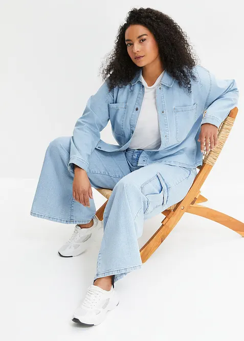 Cargo Jeans Mid Waist, Wide Leg, bonprix