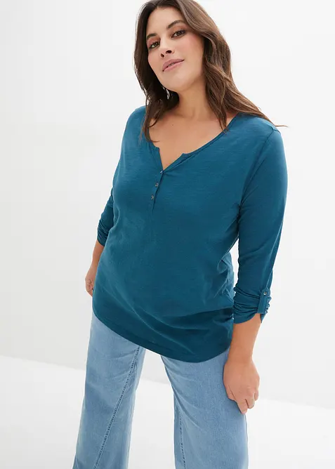 Shirt mit Knopfleiste aus reiner Bio-Baumwolle, bonprix