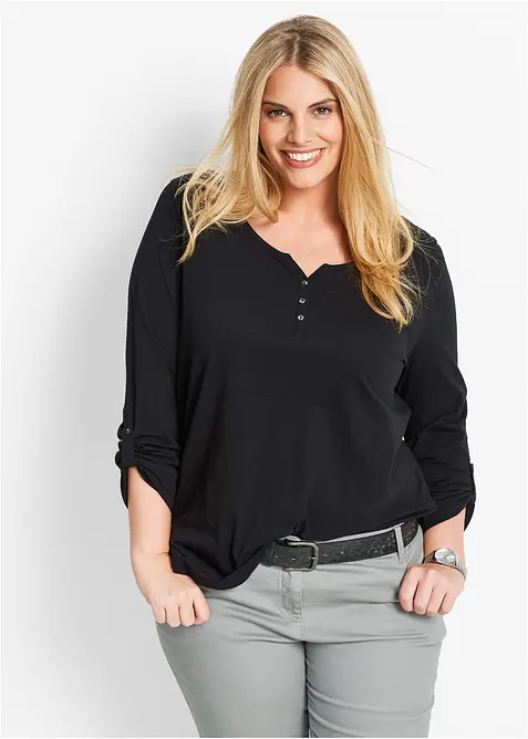Shirt mit Knopfleiste aus reiner Bio-Baumwolle, bonprix