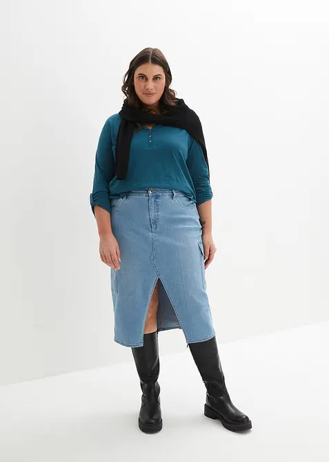 Shirt mit Knopfleiste aus reiner Bio-Baumwolle, bonprix