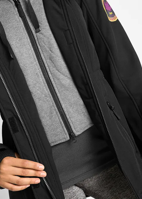 wasserabweisende Softshell-Longjacke, 2 in 1-Optik, bonprix