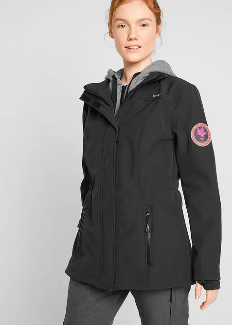 wasserabweisende Softshell-Longjacke, 2 in 1-Optik, bonprix