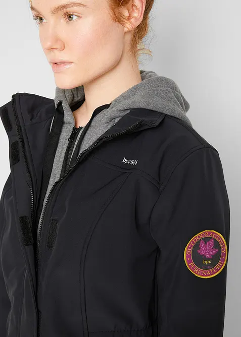 wasserabweisende Softshell-Longjacke, 2 in 1-Optik, bonprix