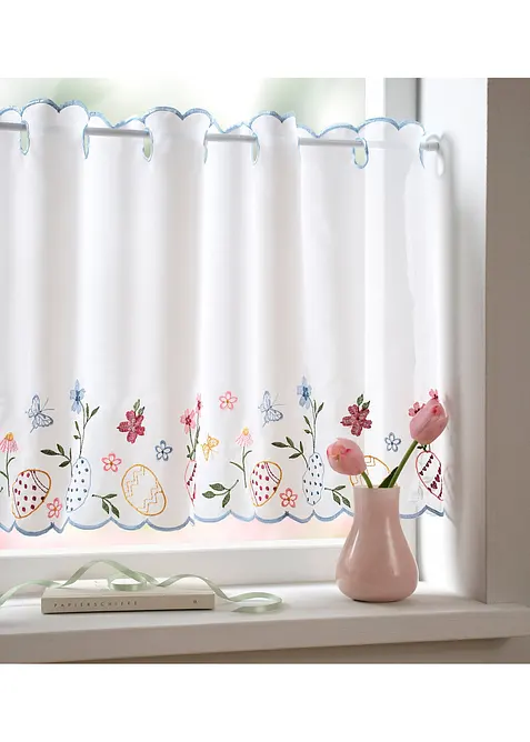 Scheibengardine mit Oster-Stickerei, bonprix