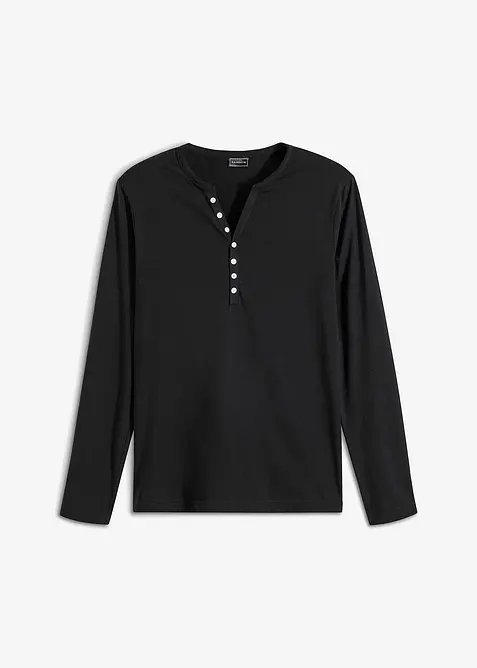 Langarm-Henleyshirt aus reiner Bio-Baumwolle, Slim Fit, bonprix