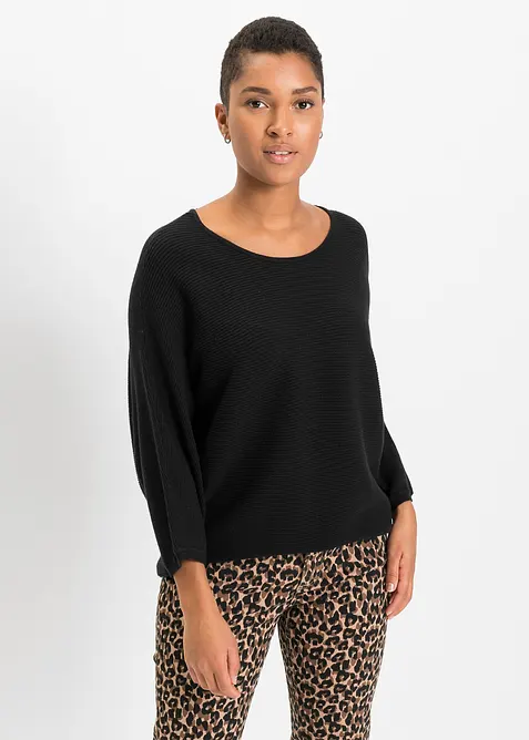 Pull c&ocirc;tel&eacute; oversize en viscose m&eacute;lang&eacute;e, bonprix