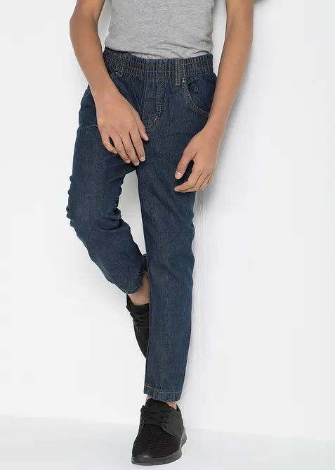 Lot de 3 pantalons regular à taille élastiquée, droit, 100% coton, bonprix