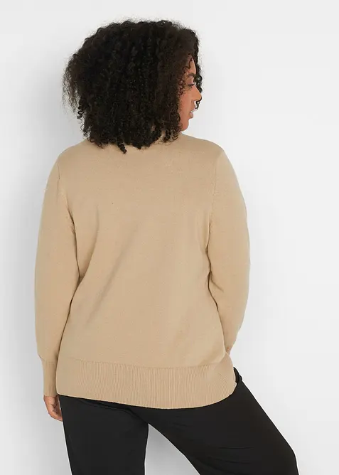 Basic Pullover mit Stehkragen mit recycelter Baumwolle, bonprix