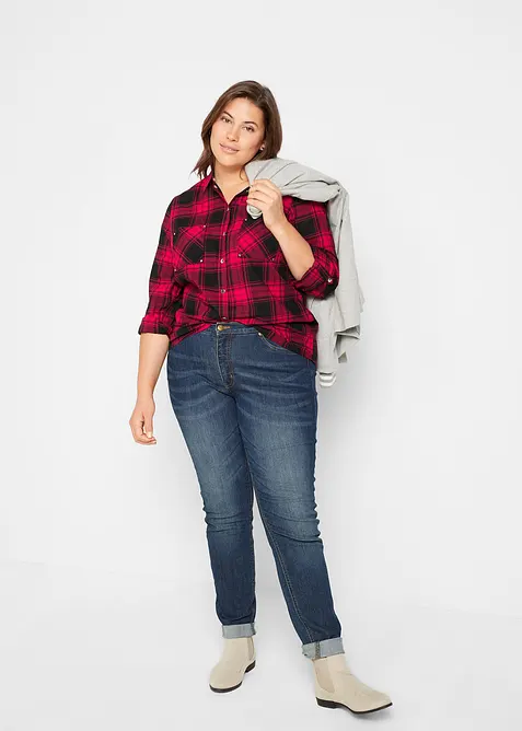 Karierte Hemdbluse aus reiner Baumwolle, bonprix