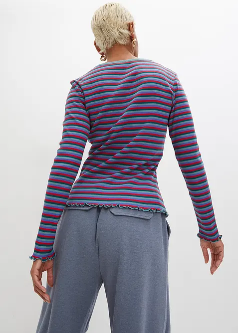 Rippshirt gestreift aus Bio-Baumwolle, bonprix