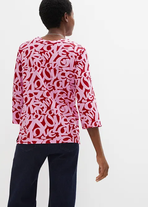 Shirt mit Rundhals-Ausschnitt, ¾-Arm, bonprix