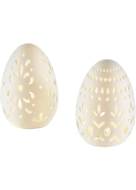 Objet d&eacute;co LED &oelig;uf de P&acirc;ques avec perforations (Ens. 2 pces.), bonprix
