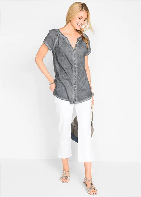 Kurzarmbluse aus reiner Baumwolle, bonprix