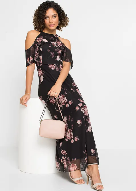 Robe longue en mesh imprimé, bonprix