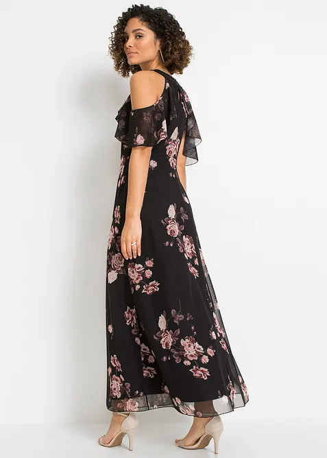 Robe longue en mesh imprimé, bonprix