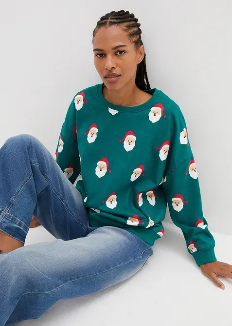 Weihnachts-Sweatshirt mit Vokuhila Saum, bonprix