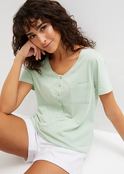 T-Shirt mit Knopfleiste, bonprix