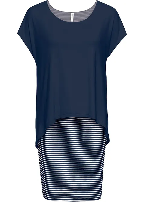 Robe en jersey avec jupe ray&eacute;e, bonprix