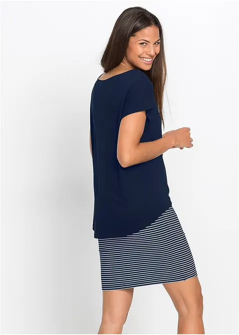 Robe en jersey avec jupe ray&eacute;e, bonprix