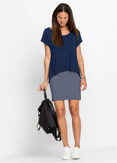 Robe en jersey avec jupe ray&eacute;e, bonprix