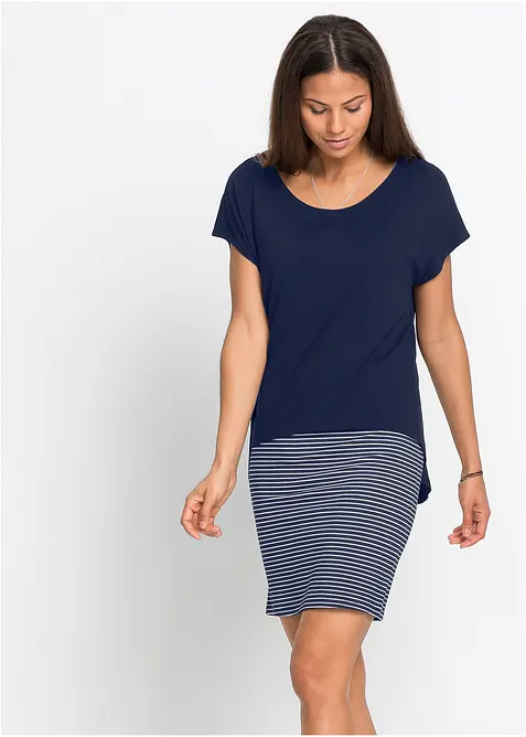 Robe en jersey avec jupe ray&eacute;e, bonprix