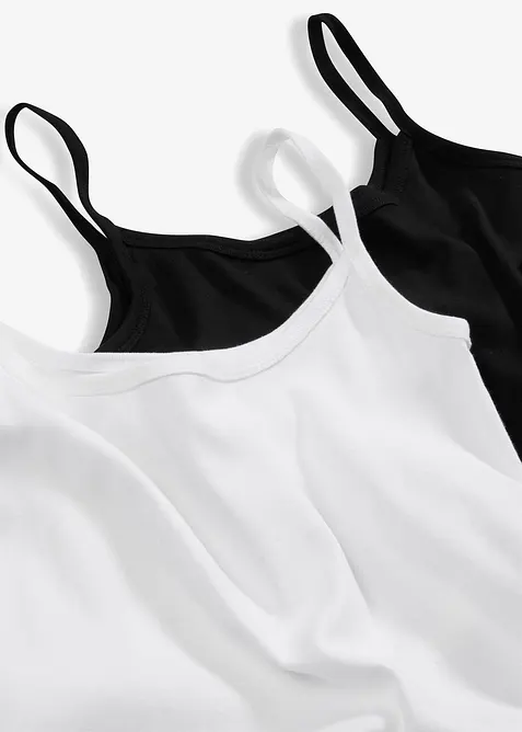 Spaghettitr&auml;ger-Top aus reiner Baumwolle, 2er Pack, bonprix