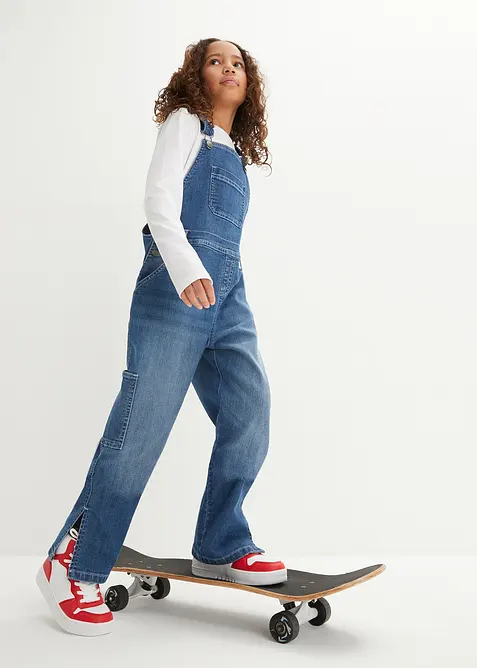 Salopette en jean, taille mi-haute, bonprix