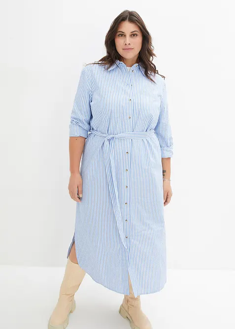 Robe-chemise rayée avec ceinture à nouer, bonprix