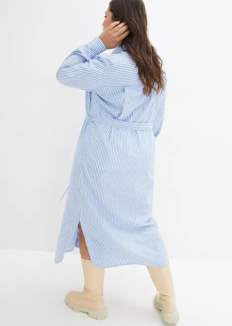 Robe-chemise rayée avec ceinture à nouer, bonprix