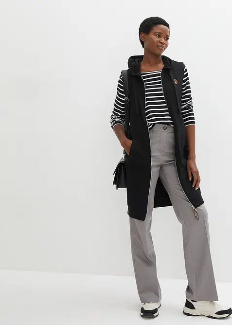 Long-Sweatweste mit Kapuze aus Baumwoll-Mix, bonprix