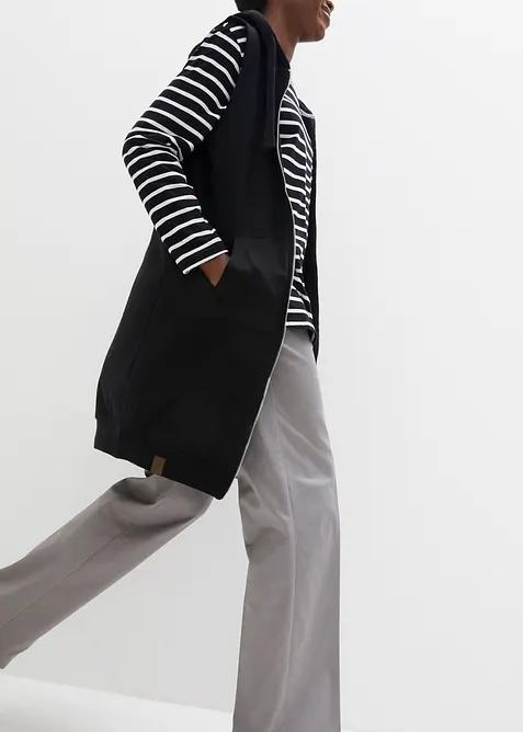 Long-Sweatweste mit Kapuze aus Baumwoll-Mix, bonprix