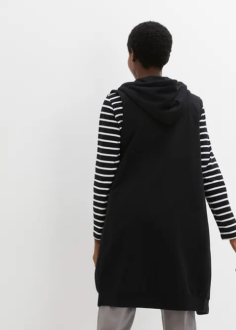 Long-Sweatweste mit Kapuze aus Baumwoll-Mix, bonprix